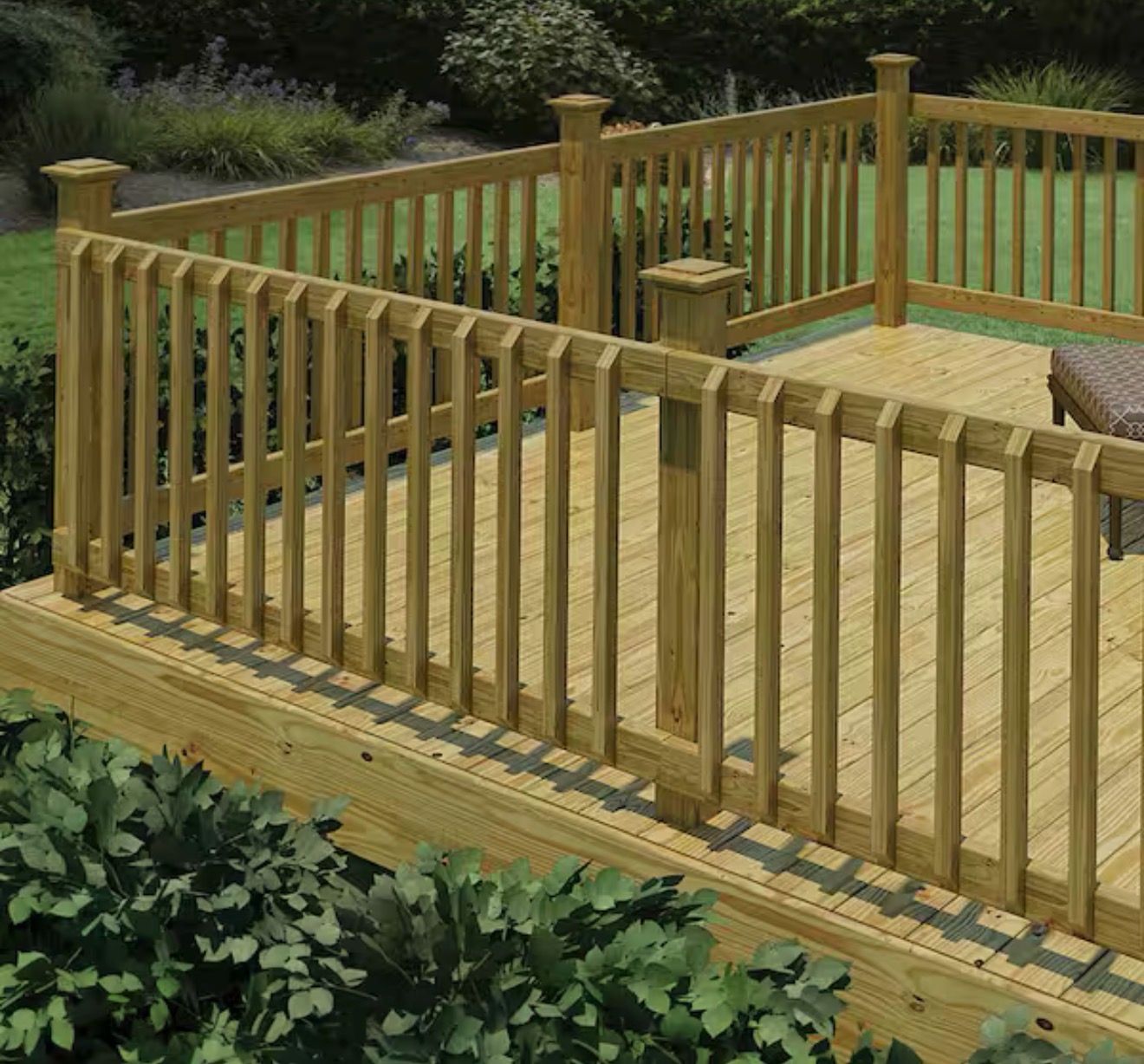 Pressured treated wood railings